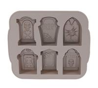 Amosfun Halloween Tombstone Silicone Ice Cube Chocolate Mold Cocktails Whisky Ice Mould Bar Party Suppplies (Grey)