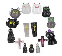 Amosfun Halloween Village Accessories Resin Miniatures Kit with Ghosts Demons Crows Tombstones for DIY Crafts and Horror Decor Compact Graveyard Figurines for Collectors and Themed