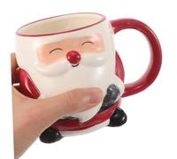 Amosfun Hand-Painted Ceramic Santa Claus Coffee Mug Festive Christmas Tea Cup for Adults and Dishwasher Safe Charming Holiday Drinkware Gift