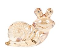 Amosfun Handcrafted Crystal Glass Snail Figurine, Miniature Animal Statue Decoration, Light Gold Color Snail Desk Ornament for Home and Office Display