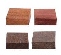 Amosfun Handcrafted Wood Ring Blanks Set 4pcs Unfinished Exotic Hardwood Blocks Chicken Wing Wood Zambian Bloodwood