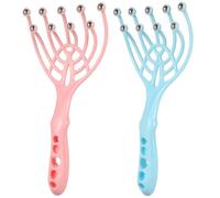 Amosfun Handheld Head Massager Manual Massage Tools and Nine Rolling Balls Nine Claw Scalp Massager with 9 Claws Soothing Experience for Neck and Head for On-the-go Massage