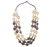 Amosfun Handmade Bohemian Jewelry Wood Bead Necklace Women Multilayer Necklaces Trendy Chokers for Coconut Shell Miss Wooden Nationality