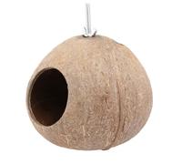 Amosfun Handmade Creative Birdhouse Coconut Shell Bird House with Wood and Rope, Multifunctional Bird Nest Protecting Canaries and Larks on Balcony from Winter, Summer, Rain and Strong