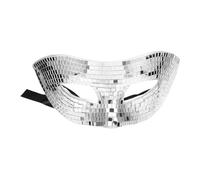 Amosfun Handmade Silver Sequin Mirror Lightweight Half Face Cosplay Accessory for Halloween Party Ball Festival Celebration