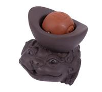 Amosfun Handmade Violet Sand Pottery Zisha Tea Pet Water Spraying Statue Feng Shui Ornament for Chinese Tea Tray Home Office Decor