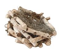 Amosfun Handmade Wooden Grass Braided Bird Nest Pendant Outdoor Garden Decor Adorable Artificial Birds Nest Small Decorative Adornment