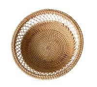 Amosfun Handwoven Rattan Round Basket for Fruit and Snacks Bread Basket for Serving Multipurpose Storage Tray for Living Room and Dining Table Organization