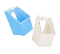 Amosfun Hanging Plastic Pigeon Feeding Box Set, 2 Pcs with Covers, Single Hole Design Feeders for Parrots and Pigeons, Multi-Use Grit and Water Containers for Outdoor Aviaries, Blue and