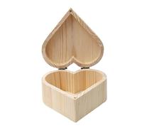 Amosfun Heart Shaped Wooden Jewelry Box Blank Unfinished DIY Craft Storage Box for Handmade Painting and Decoration Safe Wood Material