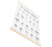 Amosfun Hebrew Alphabet Wall Chart Poster Labels Consonants for Students and Beginners Paper and Wood Material, Shows Right-to-left Reading for Classroom and Jewish Culture Studies