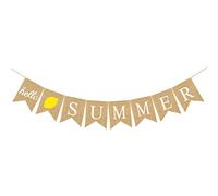 Amosfun Hello Summer Banner Hessian Garland with Mango Pattern for Tropical Party Decorations on the Beach