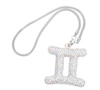 Amosfun Horoscope Gemini Rearview Mirror Pendant Car Charm with Dazzling Rhinestones Zodiac Car Pendant Decoration for Auto Interior Fade Resistant Stylish Hanging Ornament