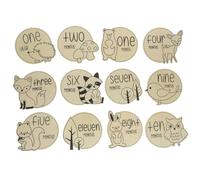 Amosfun Infant Growth Cards 12pcs Monthly Milestone Photo Props in Wood for Girls