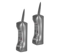 Amosfun Inflatable Retro Cell Phone Toy 2pcs Silver Large Blow-up Mobile Phone Props for Kids Costume Party Accessories Halloween Party Decorations