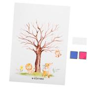 Amosfun Interactive Gender Reveal Party Fingerprint Tree Guestbook Poster Complete Kit Ink Pads and Adhesive Dots Baby Shower Decoration Pack Keepsake Sign for Baby Shower or Birthday