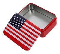 Amosfun Iron Pick Candy Box with Lid Small Rectangular Metal Storage Container American Flag Design for Candy Gum and Small Item Organization 3.5X2.4X1.2 Inches