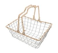 Amosfun Iron Wire Storage Basket with Double Handles Versatile Fruit Bin for Kitchen Office and Home Elegant Retro Design Compact for and Organization