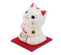 Amosfun Japanese Good Luck and Fortune Charm Beckoning Cat Maneki Neko Miniature Ceramic Figurine Welcoming Lucky Cats for Business Opening Feng Shui Decor Style 2
