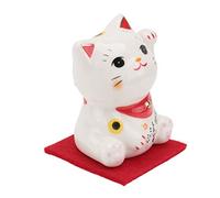 Amosfun Japanese Good Luck and Fortune Charm Beckoning Cat Maneki Neko Miniature Ceramic Figurine Welcoming Lucky Cats for Business Opening Feng Shui Decor Style 1