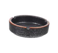 Amosfun Japanese Style Ceramic Ashtray with Sturdy Glaze and Comfortable Touch, Unique Vintage Black Ash Container for Home Furnishing and Office Decor