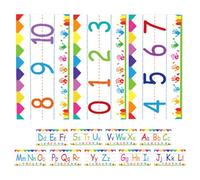 Amosfun Kindergarten and Preschool Alphabet and Number Line Wall Strips 12Pcs for Classroom Learning and Bedroom Educational Decor
