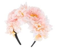 Amosfun Large Vintage Peony Floral Headband Double-sided Realistic Flower Crown Hair Accessory for Women Cosplay and Travel Photo Shoot