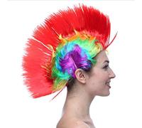 Amosfun LED Light Mohawk Wig Mohican Hair Style Christmas Halloween Wigs
