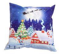Amosfun LED Light Up Christmas Xmas Pillow Cover Throw Pillow Cover Pillow Case with LED Lights Rustic Decorative Sofa Back Throw Cushion Cover for Winter Holiday