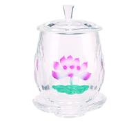 Amosfun Lotus-Design Offering Glass Cup Crystal Pure Water Cup for Buddhist Temple Supply Ritual Decor for Worship and Sacrifice Suitable for Home