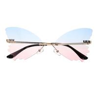 Amosfun Lovely Butterfly Sunglasses, Comfortable PC Material with Iridescent Blue and Pink Colours, Funny and Attractive Design, for Outdoor Travel Wearing