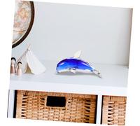 Amosfun Lovely Glass Dolphin Ornament with Flat Bottom for Stability Glass Craft Figurine Delicate Blue Miniature Animal Decoration for Home Office Beach Adornment