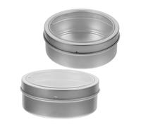 Amosfun Magnetic Spice Containers with Lid Round Silver Metal Storage Box for Kitchen Fridge Space-Saving Magnetic Holder for Herbs Medicines and Small Items