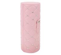 Amosfun Makeup Brush Holder, PU Leather Makeup Brush Cup with Snap-Button, Travel Standing Cosmetic Cup Storage Organizer