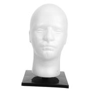 Amosfun Male Foam Mannequin Head with Support Base for Hats and Glasses Display White Foam Wig Display Model Head for Cosmetics and Retail Store Use