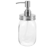 Amosfun Mason Jar Soap Dispenser, 500ml/17oz Glass Jar with Stainless Steel Pump, Refillable Press Bottle for Lotion, Shampoo, Cream, Dish Soap