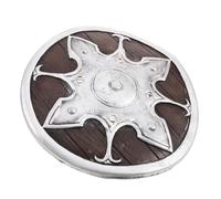 Amosfun Medieval Knight Shield Prop and Smooth Rounded Borders with Classic Design round Pvc Shield Comfortable and Secure Attachment for Adults and Boys for Themed Photography Scenes