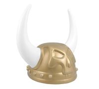 Amosfun Medieval Viking Helmet with Horns and Skulls Pattern Sturdy Plastic Devil Pirate Hat for Men and Authentic Warrior Cosplay Accessory for Halloween Party and Themed Dress Up