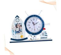 Amosfun Mediterranean Lighthouse Clock Ocean Style Decor Household Living Desktop Ornament Artistic Arrangement Wall Clock