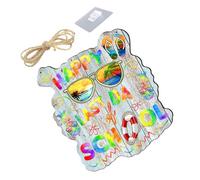 Amosfun Mediterranean Style Wooden Summer Beach Sign Plaque with Slippers and Glasses Design Craft Hanging Ornament for Door Wall Tree Decoration