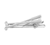 Amosfun Men's Titanium Steel Golf Club Shaped Tie Clip with Polished Finish and Smooth Surface, Minimalist Silver Necktie Clasp that Keeps Tie in Place and Does Not Snag Fabrics,