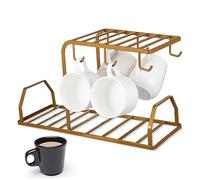Amosfun Metal Mug Holder for Countertop Tea Cup Stand Stable Coffee Cup Drying Rack Organizer with Wide Base for Kitchen Storage and Display Practical Metal Mug Storage for Home and Office
