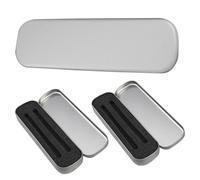 Amosfun Metal Pencil Box Set 3Pcs with Sponge Lining, Sturdy Iron Pen Organizer for Students and Artists, Square Silver Pencil Case for School and Office Use