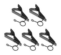 Amosfun Microphone Clips Mic Fixing Clips 5Pcs Iron for Live Streaming and Interview Video Recording Black Lapel Microphone to Prevent Slipping