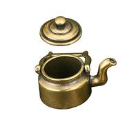 Amosfun Mini Brass Teapot Ornament Retro Desktop Adornment for Home Office Restaurant Decor Artistic Collectible Craft Gift