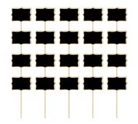 Amosfun Mini Chalkboard Toppers Lightweight and Easy to Write Little Messages Black Board Signs with Stand Wooden 20pcs for Weddings and Crafts for Garden Plants Tags and Party