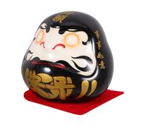 Amosfun Mini Japanese Ceramic Figurine Car Interior Decor 6cm Black Matte Finish Small Lucky Ornament for Desk and Dashboard