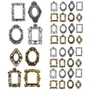 Amosfun Mini Metal Picture Frame Nail Art Decoration Easy to Use and Clean Alloy Material 40 Pcs with Vintage Baroque Design for Personal Use and Nail Salon Artists