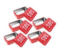 Amosfun Mini Metal Survival Tin Case 5Pcs Portable with Sos Signal for Emergency Medical Organizer and Outdoor Camping Hiking Storage