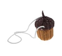 Amosfun Mini Pine Cone Shaped Crossbody Bag for Cute Faux Rattan Woven Messenger Bag Friendly Photography Prop and Daily Accessory Lightweight Rustic Style Shoulder Purse